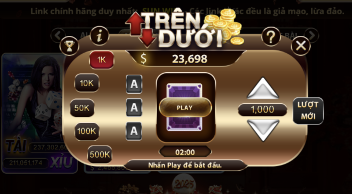 Tham gia chơi Trên Dưới tại Sunwin